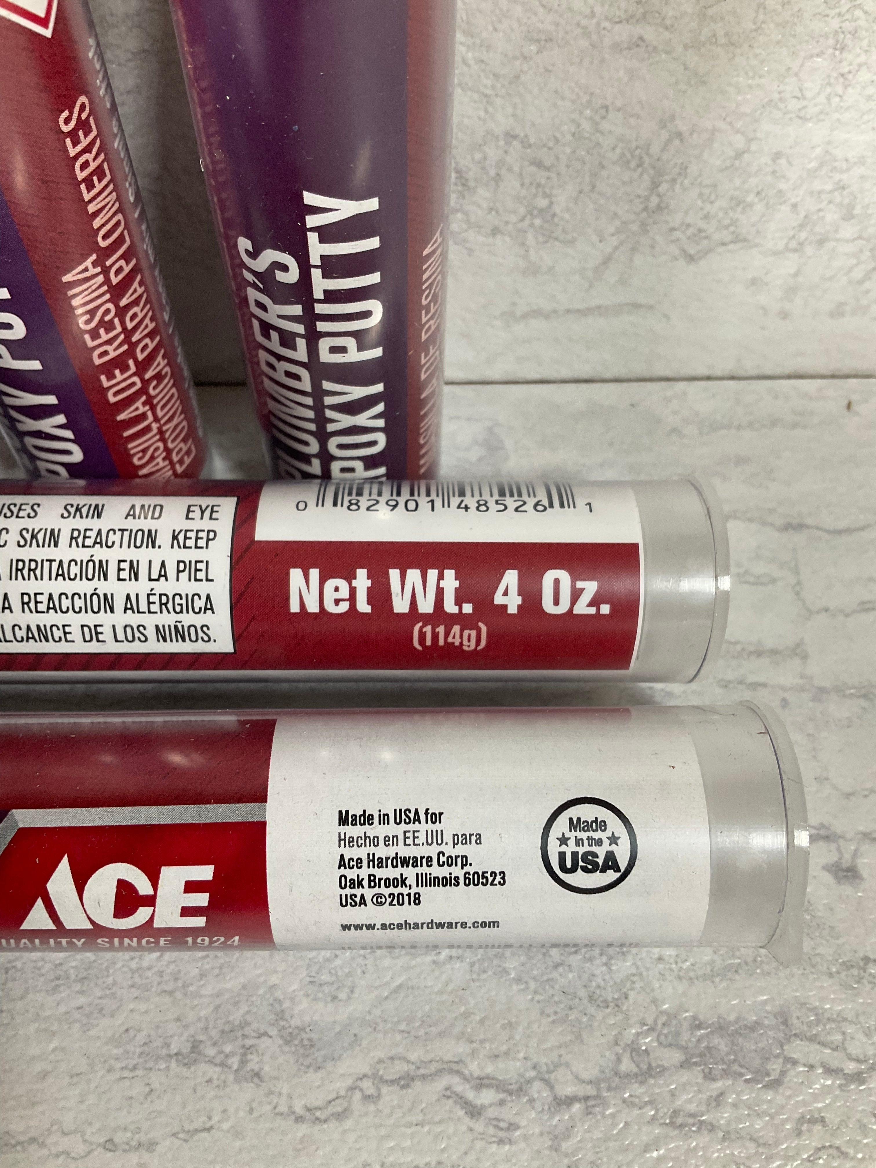 Ace Gray Plumbers Epoxy Putty 4 oz, Lot of 6 (6935100588215)